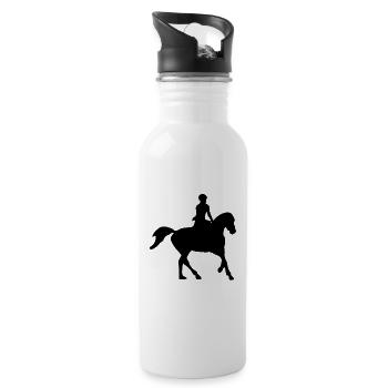 Pferde Reiten - Trinkflasche mit integriertem Trinkhalm - Weiß - Rechts