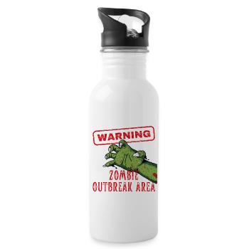 Warnung Zombie Outbreak Area Brain Eater - Trinkflasche mit integriertem Trinkhalm - Weiß - Rechts