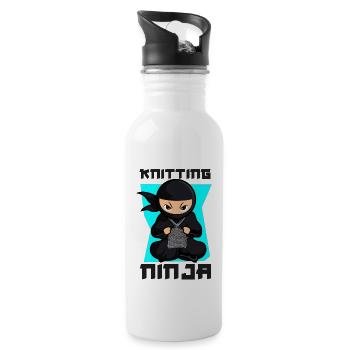 Knitting Knitter Ninja Knitting - Water bottle with straw - white - Right