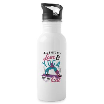 All I need is love and yoga - Water bottle with straw - white - Right