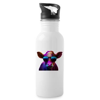 cows farmer farmer cow lover funny cow - Water bottle with straw - white - Right