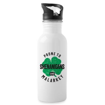 Prone To Shenanigans and Malarkey St Patricks Day - Water bottle with straw - white - Right