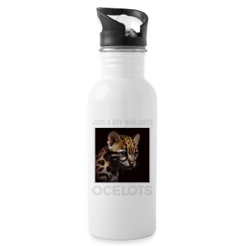 just a boy girl who loves Ocelots Ocelot ocelot ocelot - Water bottle with straw - white - Right