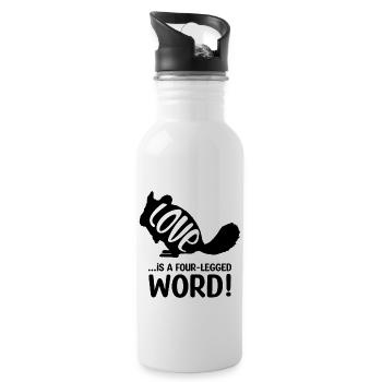 Chinchilla Love Is A Four-legged Word - Water bottle with straw - white - Right
