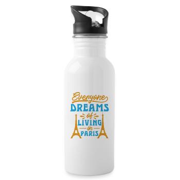 EVERYONE DREAMS OF LIVING IN PARIS - Water bottle with straw - white - Right