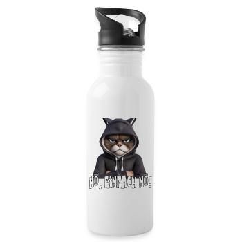 Katzen Ironie Sarkasmus Fun Spruch Lustig - Trinkflasche mit integriertem Trinkhalm - Weiß - Rechts