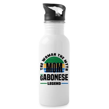 Gabonese Gabon Gabonese Flag Mothers Day - Water bottle with straw - white - Right
