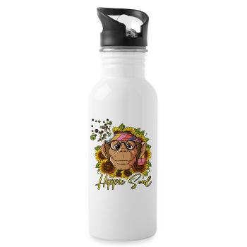 60s 70s Costume Hippie Soul - Water bottle with straw - white - Right