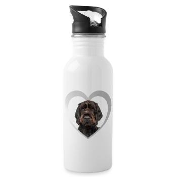 Deutsch Drahthaar Herz - I Love Deutsch Drahthaar - Trinkflasche mit integriertem Trinkhalm - Weiß - Rechts