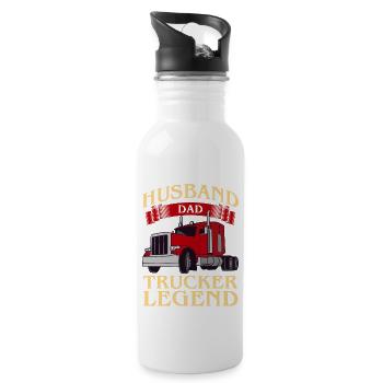 Husband Dad Trucker Legend - Water bottle with straw - white - Right