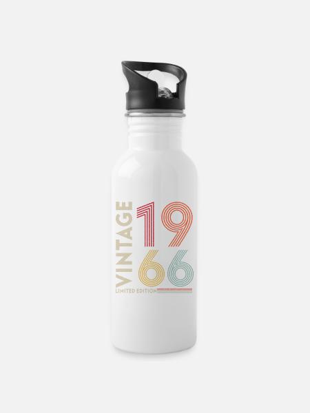 Generation 1966 - Trinkflasche mit integriertem Trinkhalm - Weiß