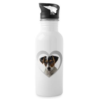Jack Russel Terrier - Hundeliebhaber - Hunde Herz - Trinkflasche mit integriertem Trinkhalm - Weiß - Rechts