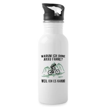 MTB ohne Akku - Fahrrad Radsport Mountainbike - Trinkflasche mit integriertem Trinkhalm - Weiß - Rechts