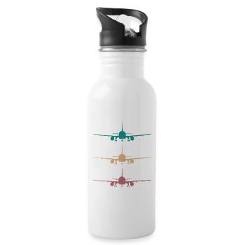 Airplane Retro Design 3 couleurs / pour les pilotes - Gourde avec paille intégrée - blanc - Droite
