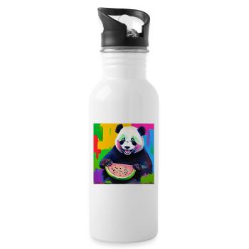 Design eines digitalen Ölgemälde-Stils mit einem - Trinkflasche mit integriertem Trinkhalm - Weiß - Rechts