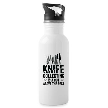 Messersammler Messer Sammeln - Trinkflasche mit integriertem Trinkhalm - Weiß - Rechts