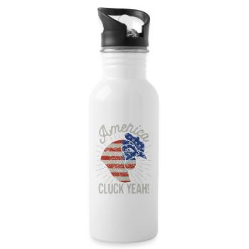Cluck yes chicken July 4th glasses t shirt boys - Water bottle with straw - white - Right