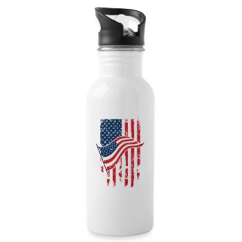 T-shirt drapeau des États-Unis 4 juillet Rouge Blanc Bleu Stars - Gourde avec paille intégrée - blanc - Droite