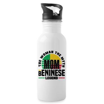 Beninese Benin Beninese Flag Quote - Water bottle with straw - white - Right