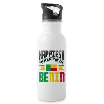 Beninese Benin Beninese Flag Quote - Water bottle with straw - white - Right
