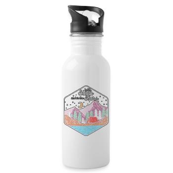 Let's Sleep Under The Stars Hiking Nature Camping - Water bottle with straw - white - Right
