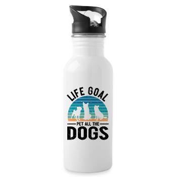 Life Goal Pet All The Dogs Funny Pet Dog Lover - Water bottle with straw - white - Right