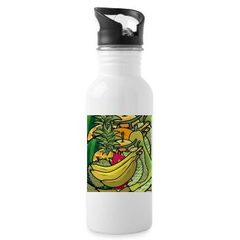 Été fruits exotiques juteux fruits fruits vitamines - Gourde avec paille intégrée - blanc - Droite
