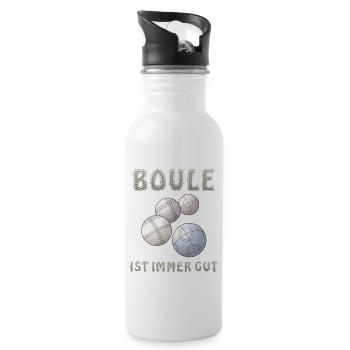 BOULE IST IMMER GUT - Trinkflasche mit integriertem Trinkhalm - Weiß - Rechts