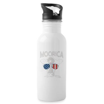 Cow July 4 Moorica Merica Patriotic Cows USA - Water bottle with straw - white - Right