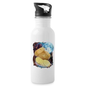 3 Moon Potato Funny Snow Holiday Christmas Humor - Water bottle with straw - white - Right