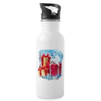 3 cadeaux de lune drôle de Noël Père Noël Jeu de mots - Gourde avec paille intégrée - blanc - Droite