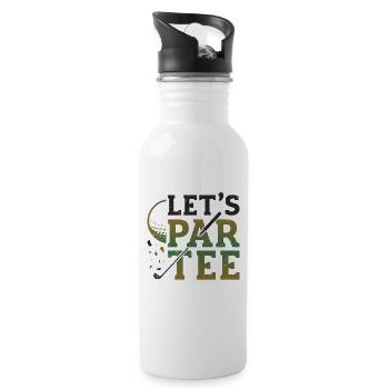 Lets Par, Tee Golfer, Funny Golf Club - Water bottle with straw - white - Right
