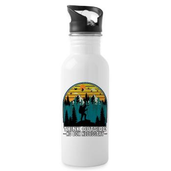 Think Outside No Box Hiking Nature Camping - Water bottle with straw - white - Right