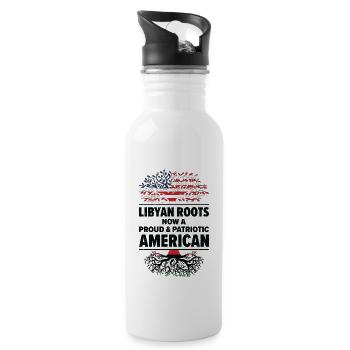 Geboren in Libyen Libyen Amerikaner USA - Trinkflasche mit integriertem Trinkhalm - Weiß - Rechts