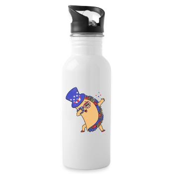 Dab Taco July 4 American Flag USA - Water bottle with straw - white - Right