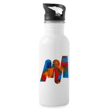 Abstract Paint - Water bottle with straw - white - Right