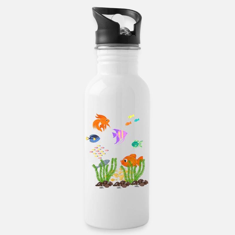 Aquarium - Trinkflasche mit integriertem Trinkhalm - Weiß