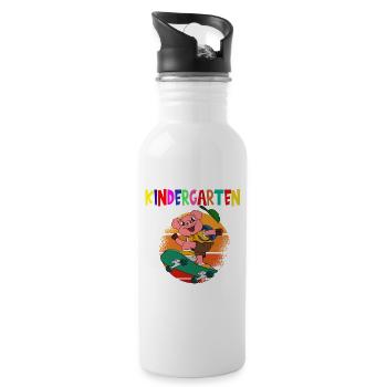 Kindergarten I'm Coming Pig Skateboarding - Water bottle with straw - white - Right