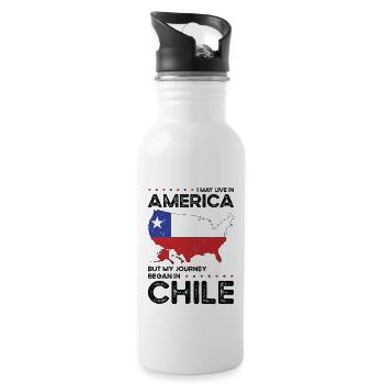 Geborener Chilene Chile Amerikaner USA - Trinkflasche mit integriertem Trinkhalm - Weiß - Rechts