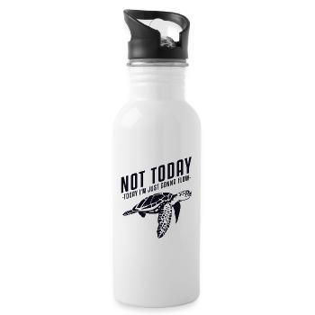 Not Today Water Turtle Giant Tortoise - Water bottle with straw - white - Right