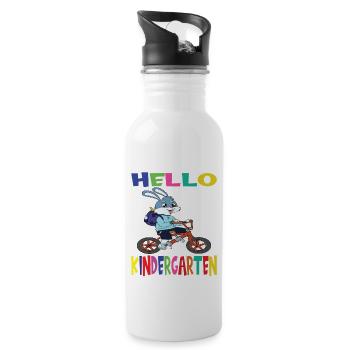 Kindergarten Child Kindergarten Gift - Water bottle with straw - white - Right