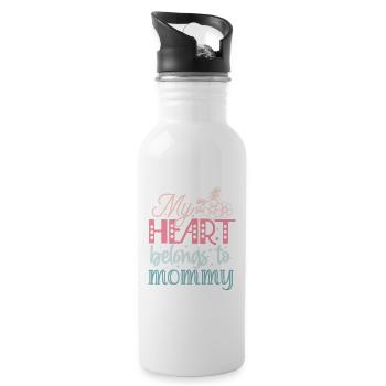 Mein Herz gehört Mama - Trinkflasche mit integriertem Trinkhalm - Weiß - Rechts