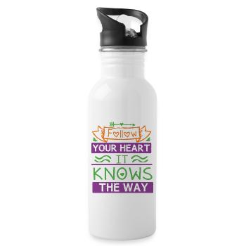 FOLLOW YOUR HEART IT KNOWS THE WAY - Water bottle with straw - white - Right