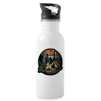 Camping - Patch design - Trinkflasche mit integriertem Trinkhalm - Weiß - Rechts