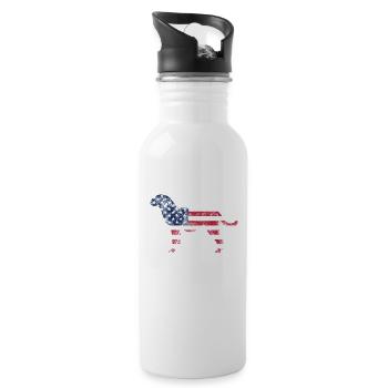 Labrador July 4 dog lovers patriotic US - Water bottle with straw - white - Right
