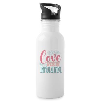 Sweet Simple - Love You Mum - Trinkflasche mit integriertem Trinkhalm - Weiß - Rechts