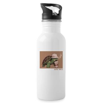 Coffee Turtle Tortoise Aquatic Turtle - Water bottle with straw - white - Right