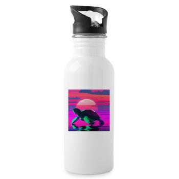 Beach Sunset Landschildkröte Wasserschildkröte - Trinkflasche mit integriertem Trinkhalm - Weiß - Rechts