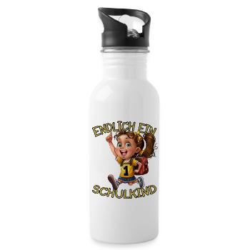 Endlich ein Schulkind 1.Klasse Mädchen - Trinkflasche mit integriertem Trinkhalm - Weiß - Rechts