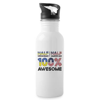 Geboren Ukrainisch Ukraine Amerikanisch USA - Trinkflasche mit integriertem Trinkhalm - Weiß - Rechts